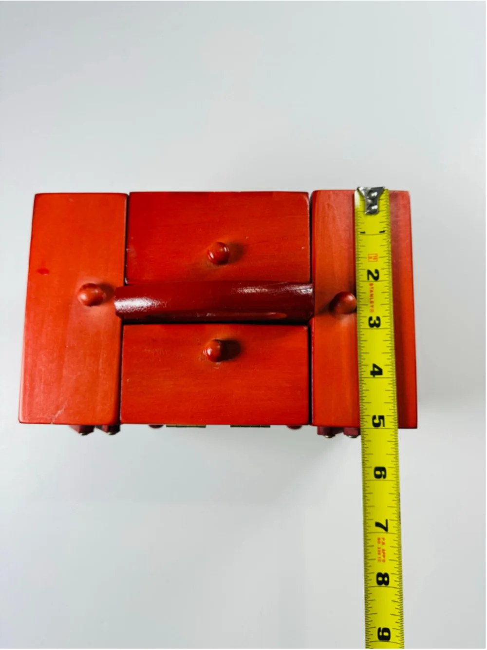 Mini Red Wooden Accordion Sewing Box Craft Organizer